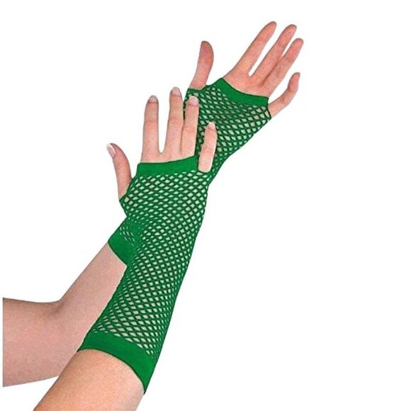 Amscan Green Fishnet Gloves - Picture 1 of 2